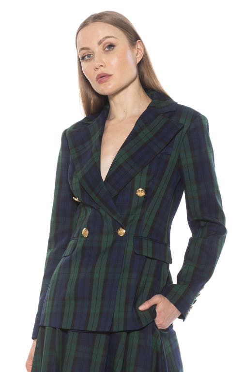 Alexia Admor Women's Farrah Double Breasted Blazer In Green Plaid