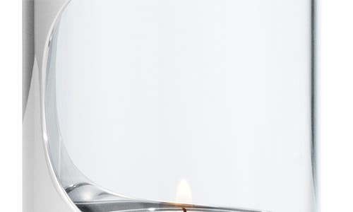 Georg Jensen Chrome Contours Tealight Candle Holder In Silver/clear