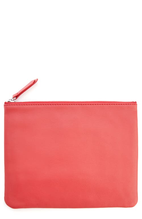 Personalized Leather Travel Pouch in Red- Silver Foil