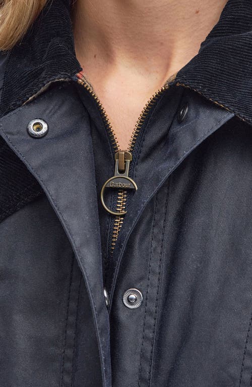 Barbour Beadnell Water Resistant Waxed Cotton Jacket In Navy
