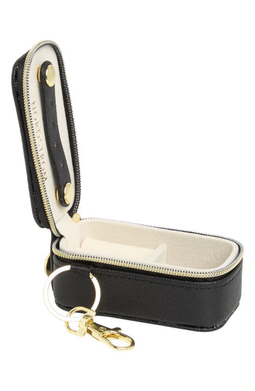 Nordstrom Mini Travel Jewelry Case Key Chain In Black Saffiano