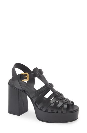 See By Chloé Caged Platform Sandal In Nero