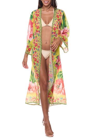 Ranee's Ranees Embellished Cover-up Duster In Yellow