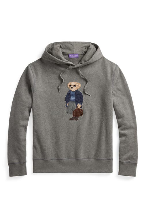 Shop Ralph Lauren Purple Label Polo Bear Appliqué Hoodie In Medium Grey Melange