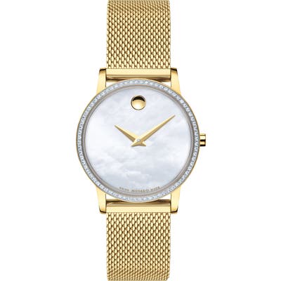 Movado Museum Classic Diamond Bracelet Watch, 2m