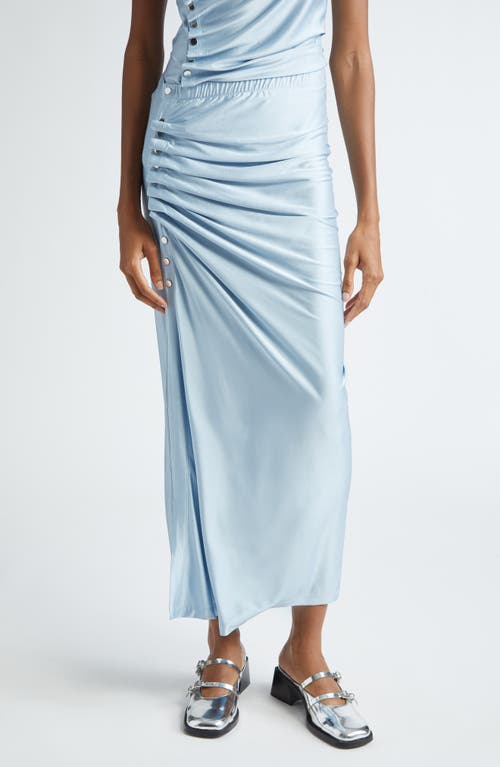 Rabanne Drappé Pression Satin Midi Skirt Faded Blue at Nordstrom, Us