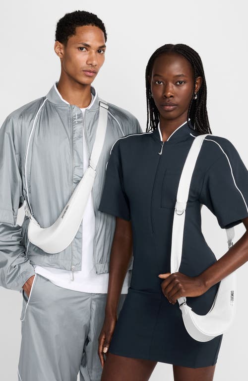 Shop Nike X Jacquemus Le Swoosh Leather Crossbody Bag In White/white/shiny Silver