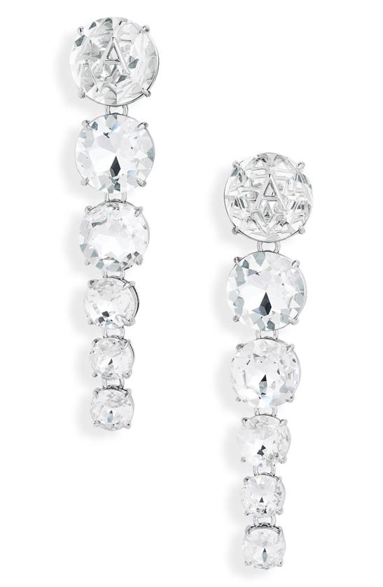 Area Crystal Drop Earrings In Crystal/ Shiny Silver