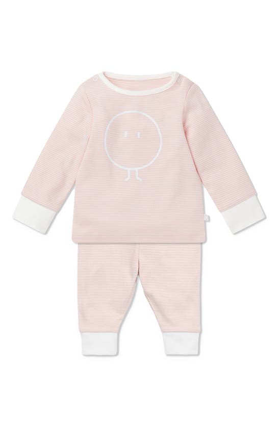 Mori Babies' Snoozy Fitted Two-piece Graphic Pyjamas In Blush Stripe