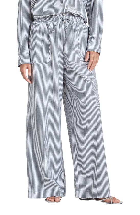 Splendid X Cella Jane Poplin Wide Leg Pants In Drk Slate/ White