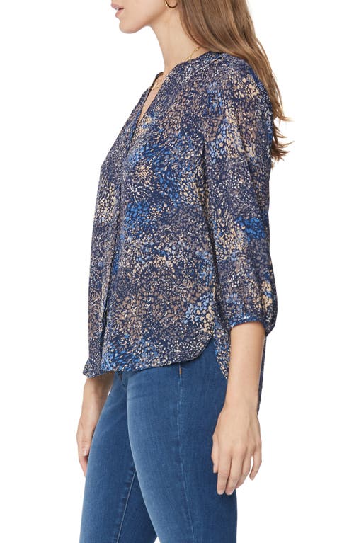 Shop Nydj Pintuck Blouse In Indigo Dot