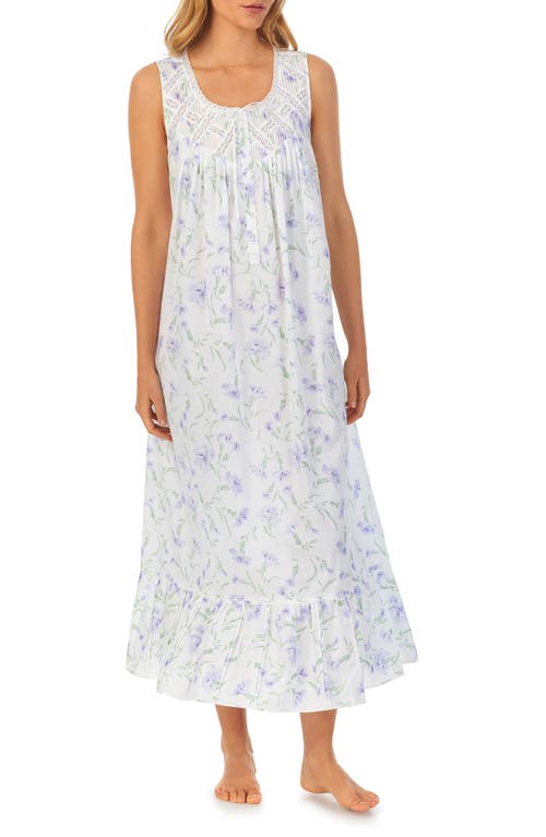 Eileen West Sleeveless Ballet Nightgown White/lilac Flower at Nordstrom,