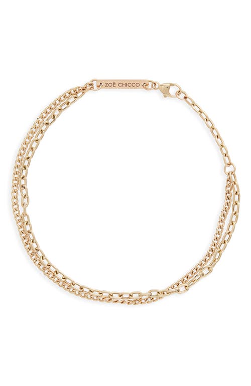 Zoë Chicco Double Chain Bracelet in Yellow Gold at Nordstrom, Size 7 In