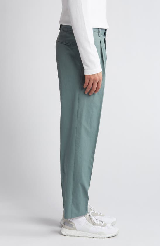 Shop Hugo Boss Hugo Theodor Pleated Stretch Cotton Pants In Dark Green