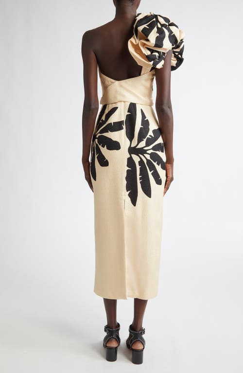 Shop Johanna Ortiz Coyote Dance One-shoulder Silk Midi Dress In Wilderness Ecru-black