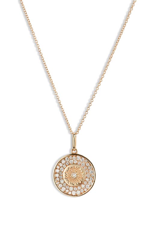 Anzie Classique Mini Milly Diamond Medallion Necklace In Yellow Gold