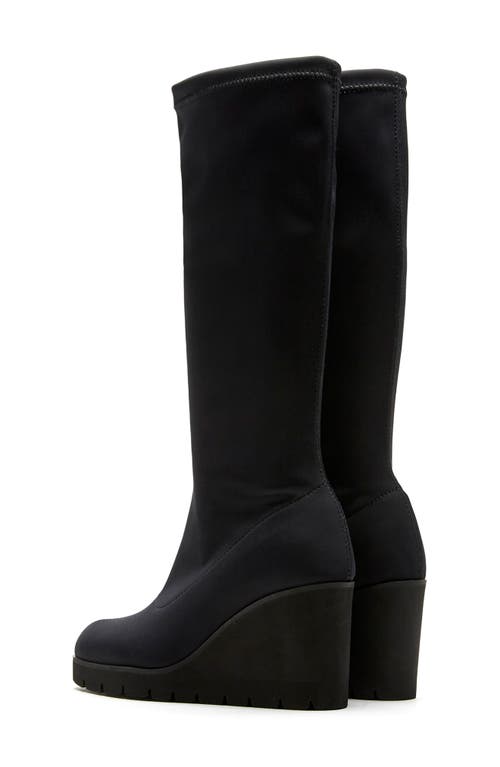 Shop La Canadienne Getup Waterproof Knee High Platform Wedge Boot In Black Micro Stretch