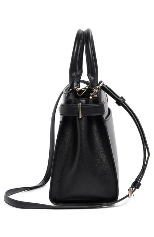 Kate Spade Staci Medium Black Saffiano Leather Crossbody Satchel Bag Handbag In Black