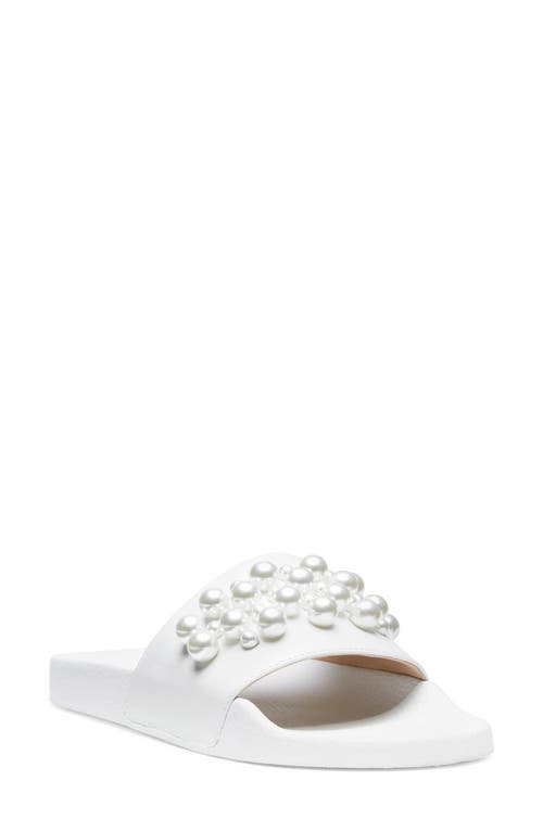 Stuart Weitzman Goldie Slide Sandal in White