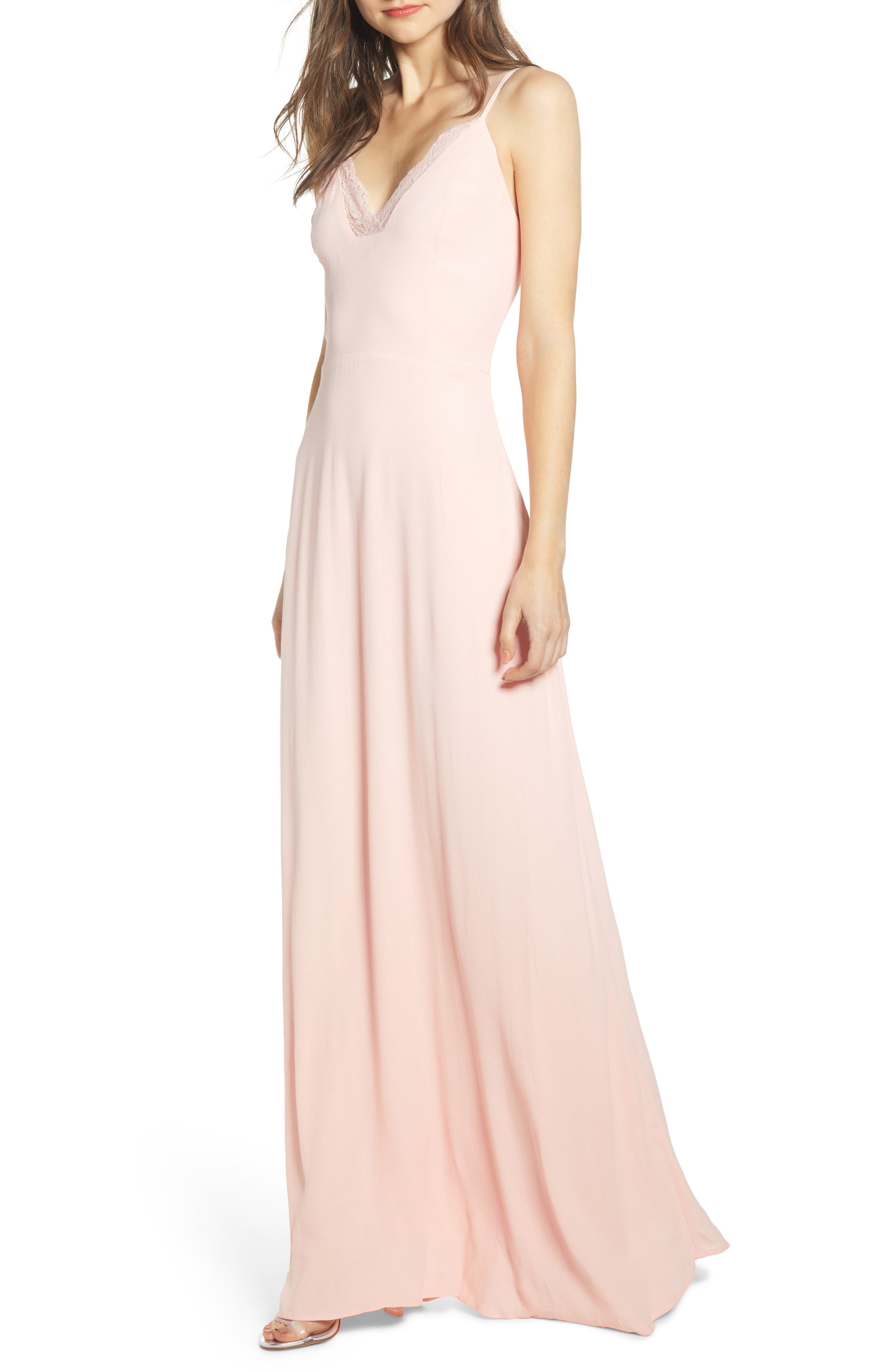 Leith Lace Trim Maxi Dress, Pink