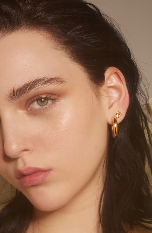 Lady Grey Tilt Hoop Earrings In Gold/peach