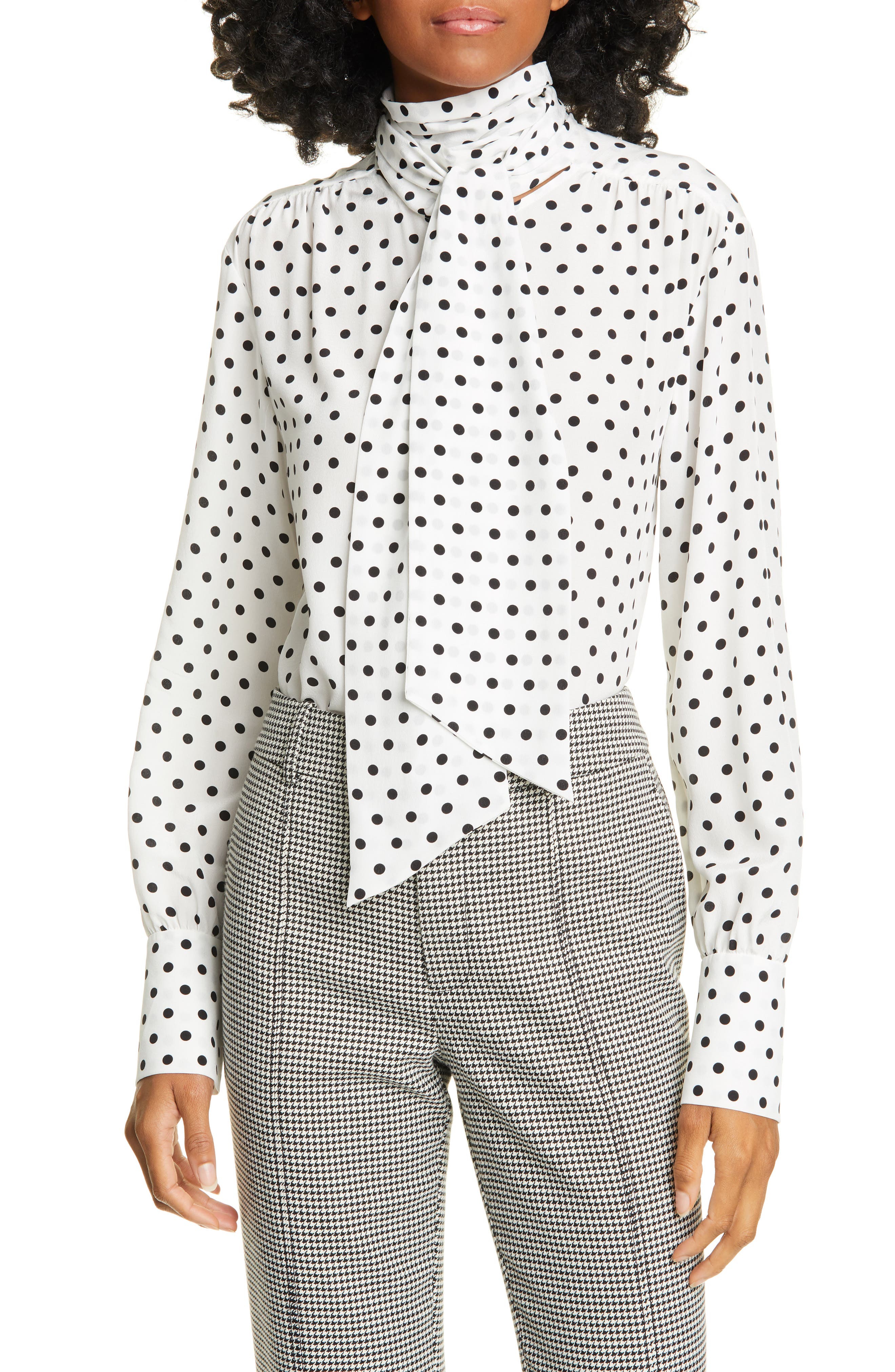 polka dot silk blouse