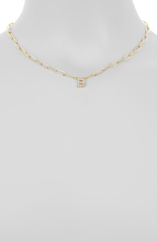 Meshmerise Diamond Initial Charm Paper Clip Chain Necklace In Yellow-b