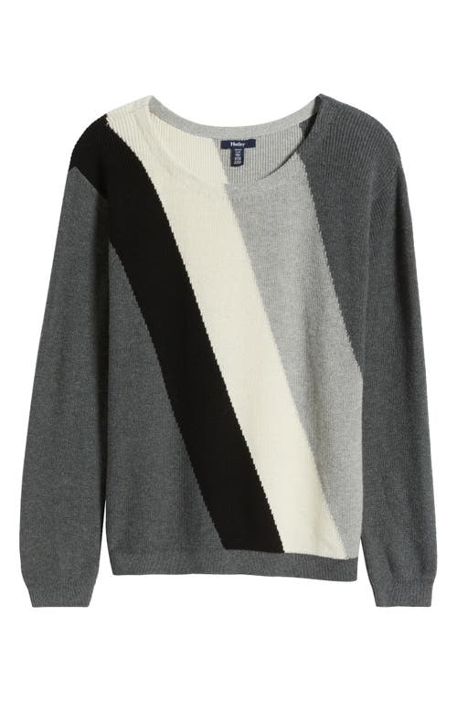 Shop Hatley Devon Stripe Cotton & Cashmere Sweater In Grey