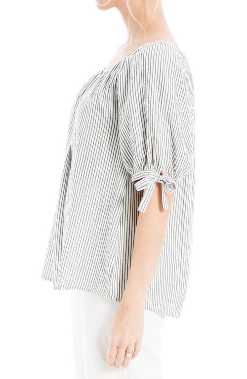 Shop Max Studio Stripe Cotton Blend Button-up Shirt In White/black Stripe