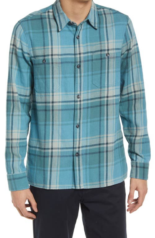 Officine Générale Ahmad Check Cotton Button-Up Shirt in Light Celadon/blue