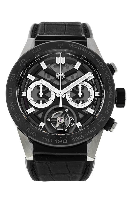 Watchfinder & Co. Tag Heuer Carrera Chronograph Rubber Strap Watch, 45mm In Black
