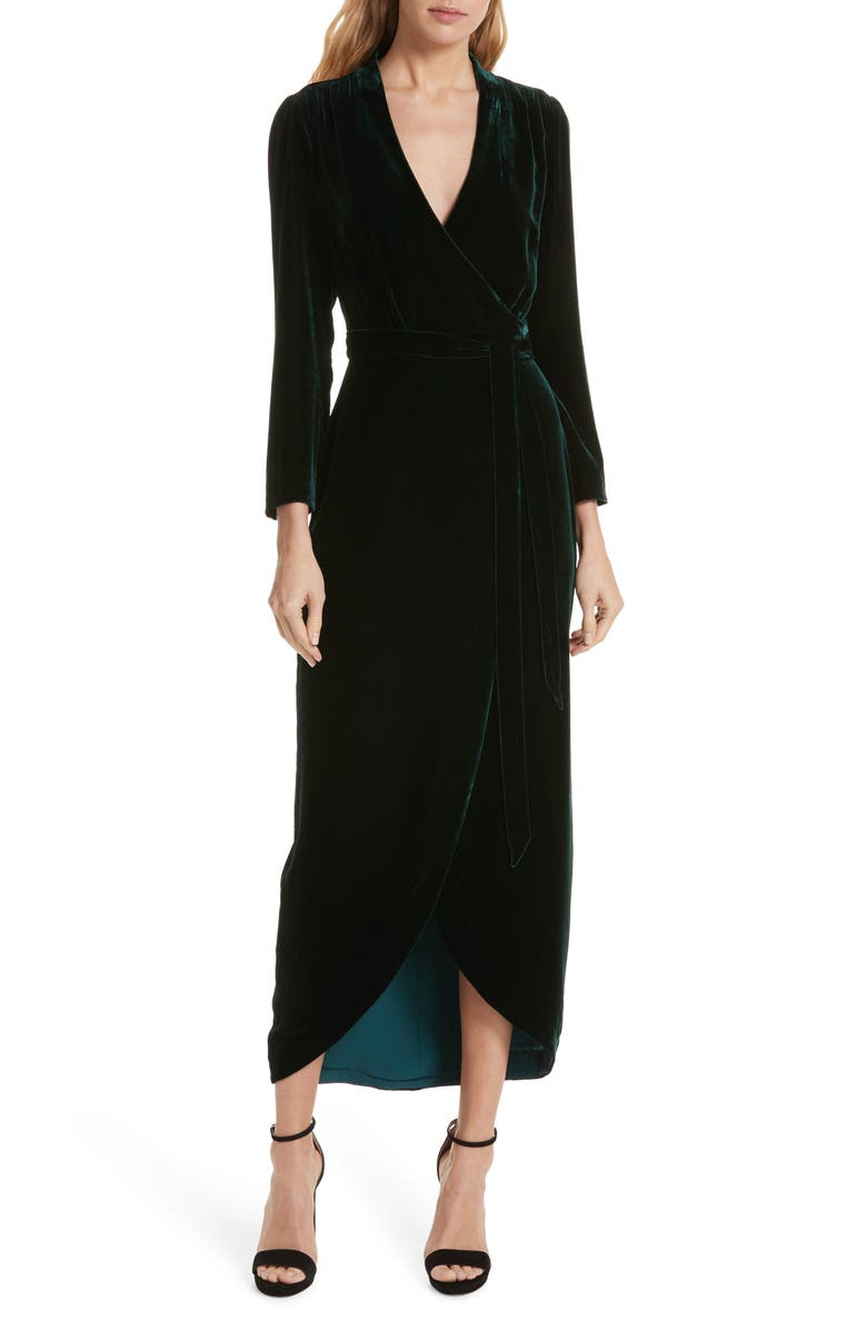 L'AGENCE Reliah Velvet Wrap Dress | Nordstrom