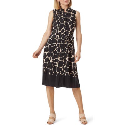 Hobbs Suzanna Print Sleeveless Shirtdress, Black