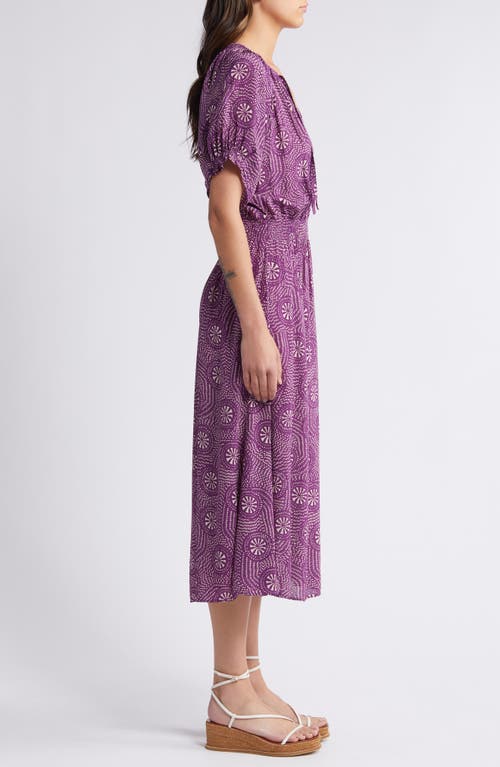 Shop Sessun Sessùn Amber Button Front Midi Dress In Plum Kamni