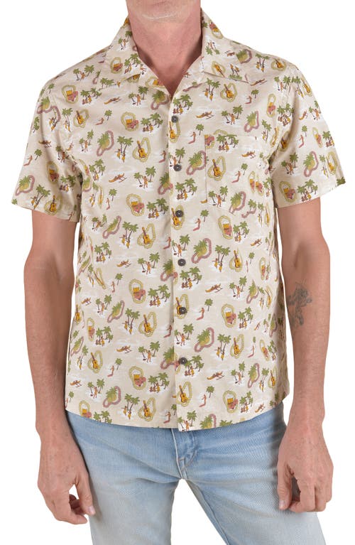 KATO The Wrench Hawaii Print Short Sleeve Cotton Button-Up Shirt in Natural