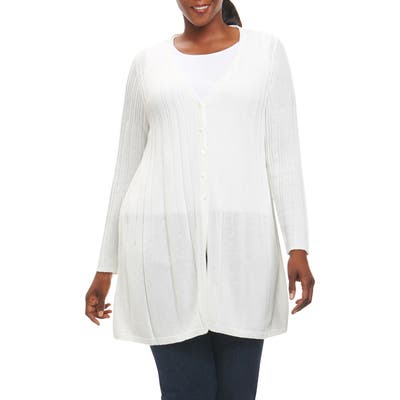 Plus Size Foxcroft Annette Maxi Cardigan, Ivory