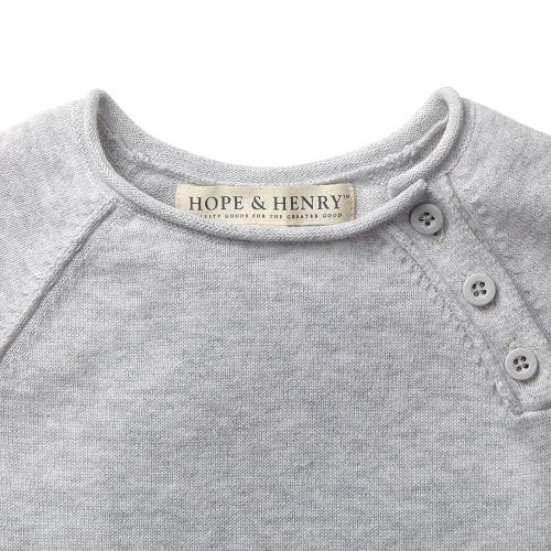 Hope & Henry Baby Raglan Knit Romper & Jacquard Blanket Gift Set In Light Heather Grey