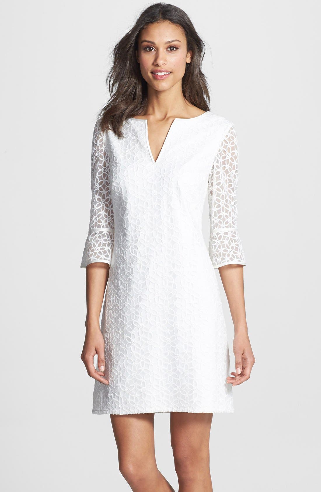 Adrianna Papell Daisy Embroidered Shift Dress (Regular & Petite