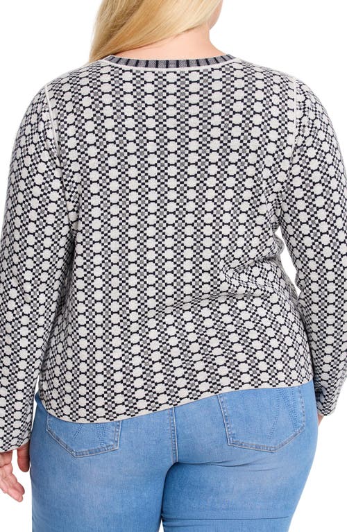 Shop Nic + Zoe Nic+zoe Geometric Reversible Jacquard Sweater In Indigo Multi