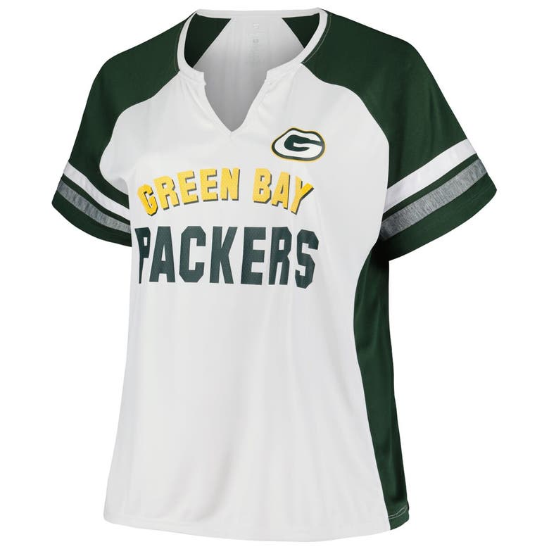 Shop Fanatics Branded White/green Green Bay Packers Plus Size Color Block T-shirt