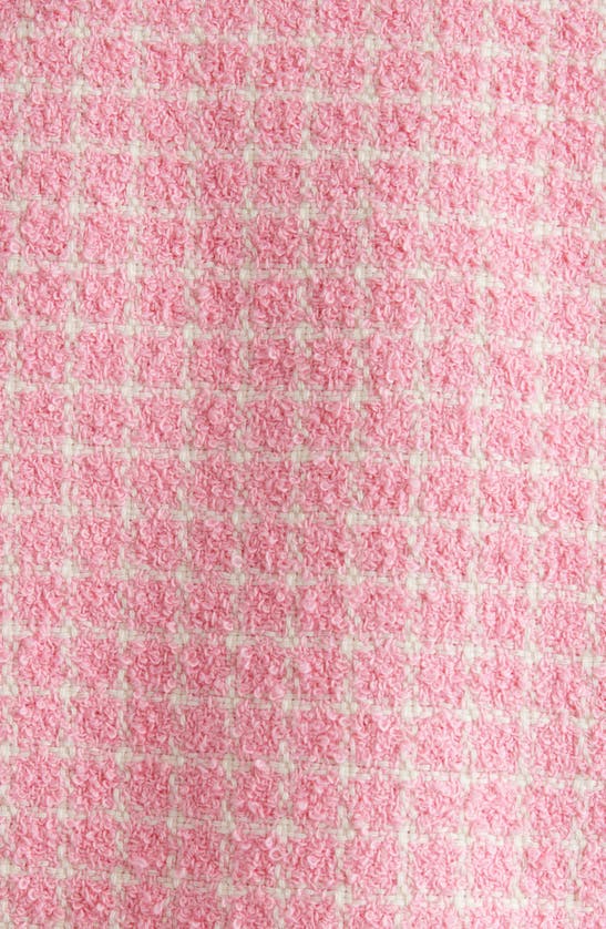 Shop Balmain Gingham Tweed Short Sleeve Crop Jacket In Grid White/ Pink