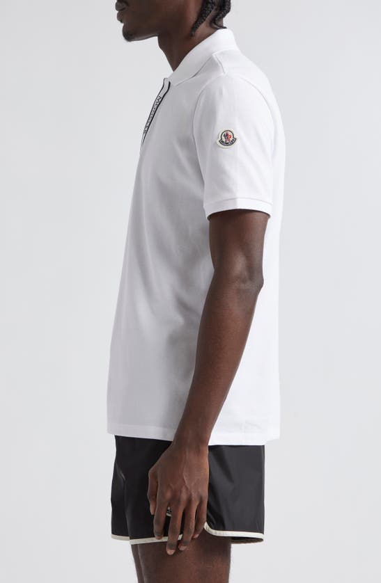 Shop Moncler Short Sleeve Cotton Polo In White