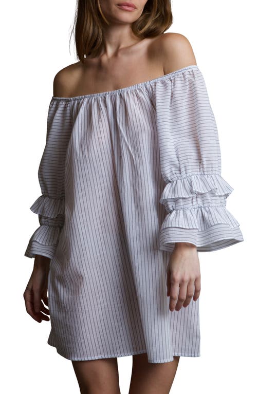 ANDINE ANDINE ROMANDE RAVELLO PINSTRIPE COTTON NIGHTGOWN 