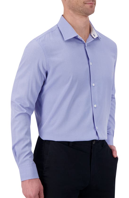 Report Collection Slim Fit Herringbone 4-way Stretch Dress Shirt In 40 Blue
