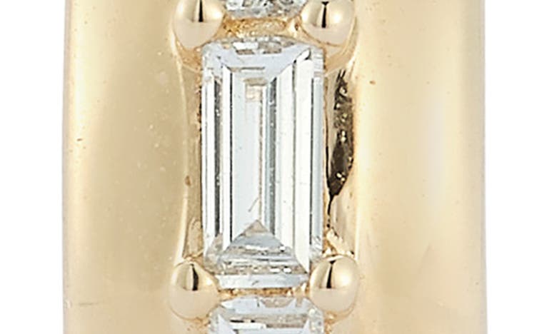 Shop Dana Rebecca Designs Sadie Pearl Baguette Diamond Medium Huggie Hoop Earrings In Yellow Gold