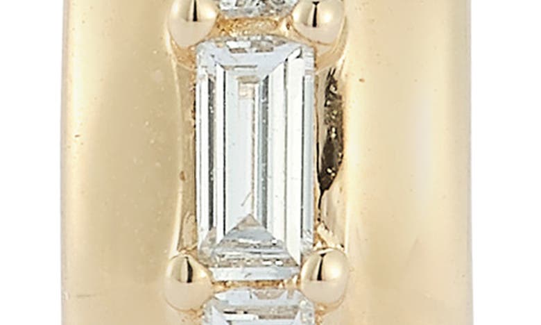 Dana Rebecca Designs Sadie Pearl Baguette Diamond Medium Huggie Hoop Earrings In Yellow Gold