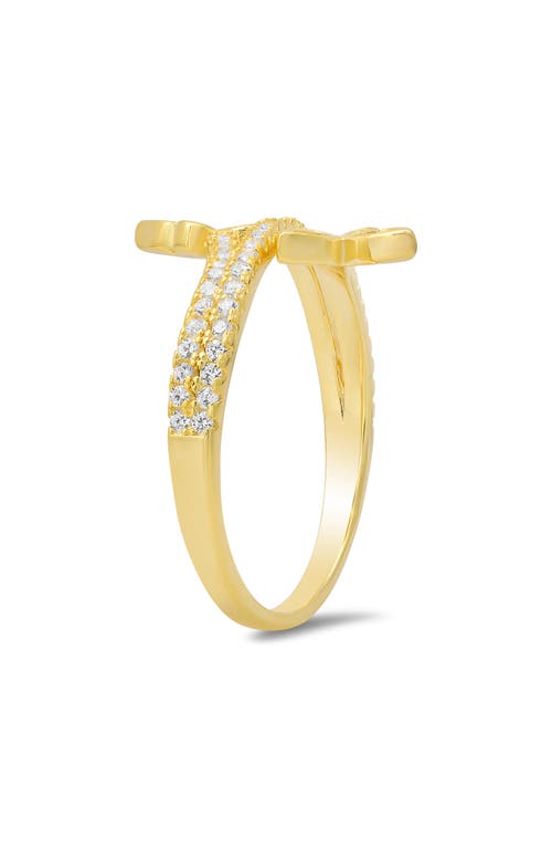 Queen Jewels Sterling Silver Cz Pavé Butterfly Ring In Gold