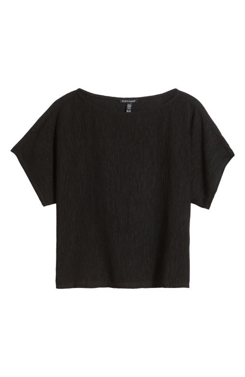 Shop Eileen Fisher Crinkle Bateau Neck Top In Black