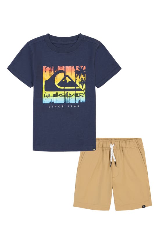 Quiksilver Babies'  Graphic T-shirt & Shorts Set In Navy Multi