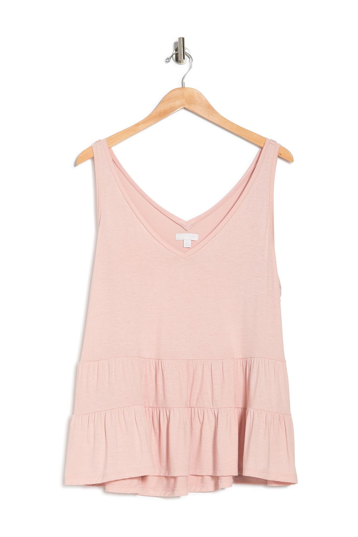 14th & Union Double V-neck Sleeveless Tiered Top In Pink Smoke